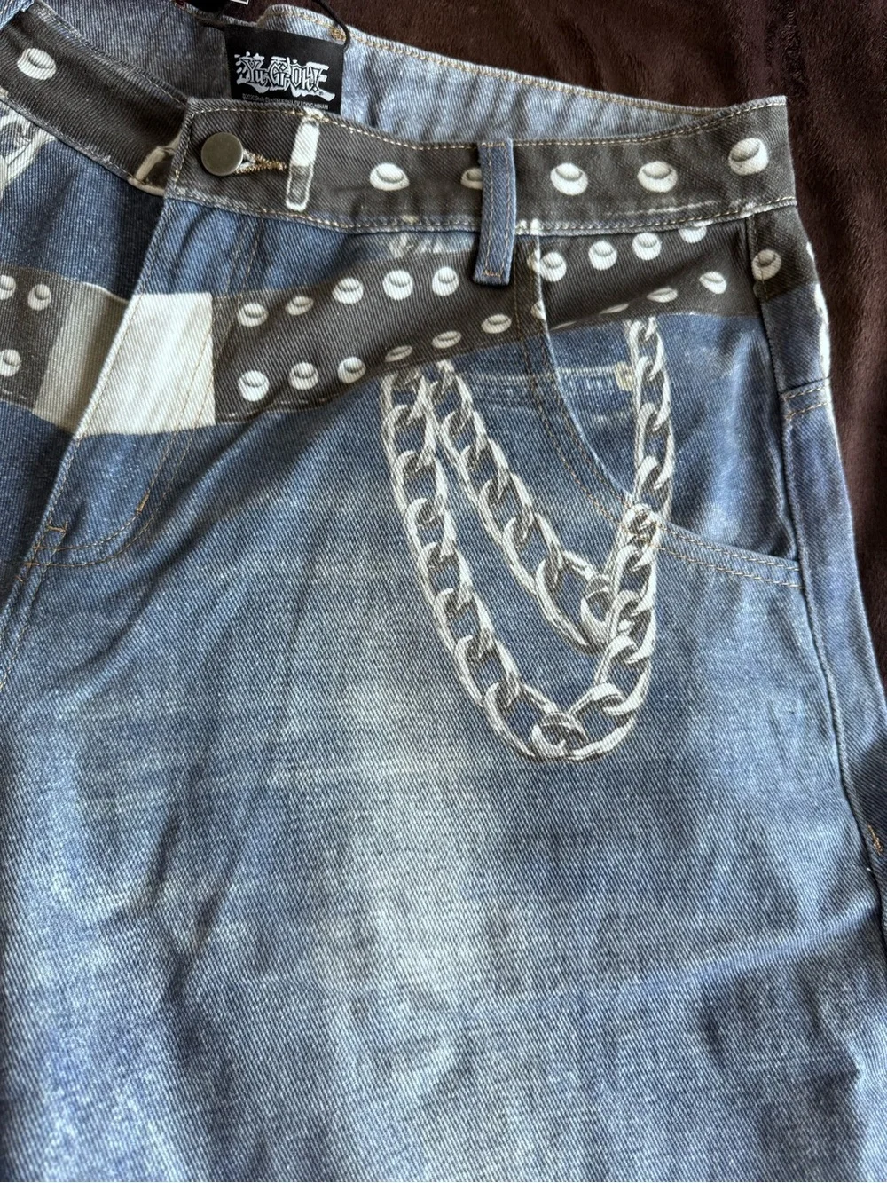 Loiter x Yu-Gi-Oh Denim Jeans Size 32 β Printed Anime Streetwear Pants β Rare - Picture 7 of 16